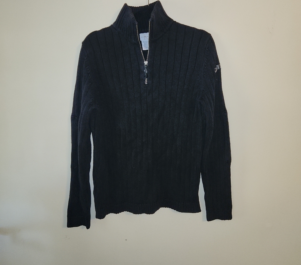 Calvin Klein Jeans Black Ribbed Zip-Up Sweater Small